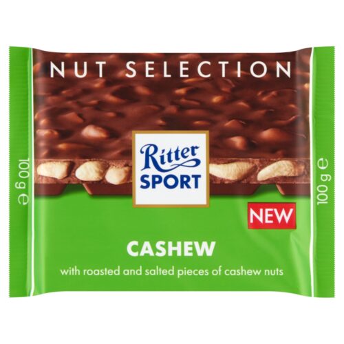 Ritter Sport Czekolada mleczna z prażonymi solonymi kawałkami orzechów nerkowca, 100 g