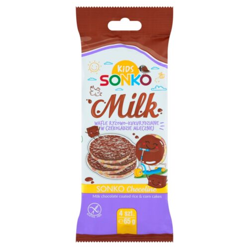 Sonko Kids Wafle ryżowo-kukurydziane w czekoladzie mlecznej 65g