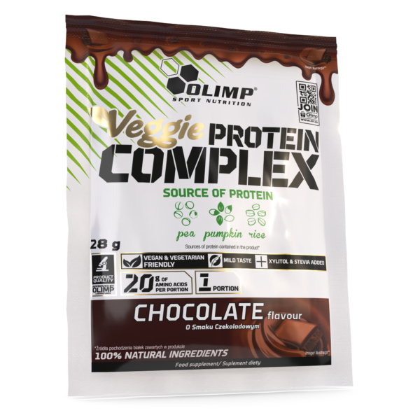 Olimp Veggie Protein Complex 28g Roślinna Odżywka Białkowa smak czekoladowy