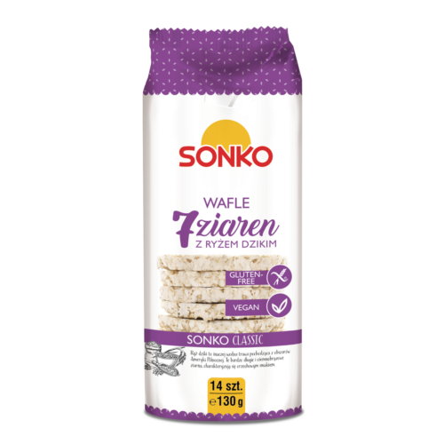 SONKO Wafle 7 ziaren z dzikim ryżem 130 g (14 sztuk)