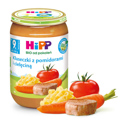 HiPP BIO Kluseczki z pomidorami i cielęciną po 9. miesiącu 220 g