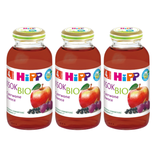 HiPP BIO Sok 100 % jabłka czerwone owoce po 4. miesiącu 3x200ml