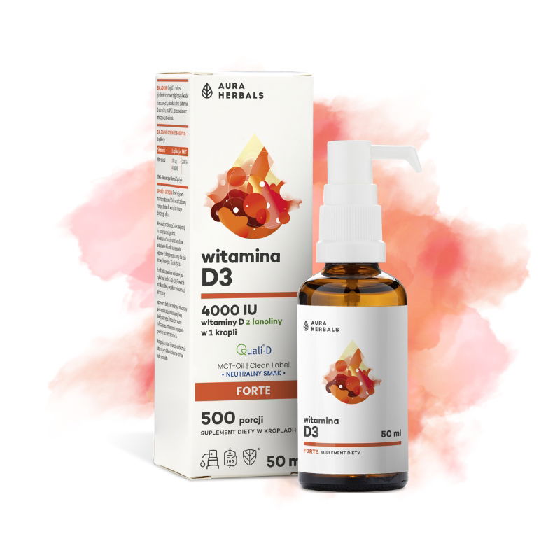 b17279444160ba18ee16285521b6 Witamina D3 4000 IU MCT krople 50 ml Aura Herbals / AHWITD3.4000