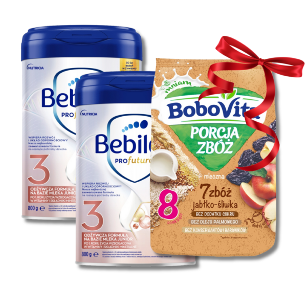 Bebilon 3 2x800g + kaszka GRATIS mleczna jabłko-śliwka BoboVita 210g