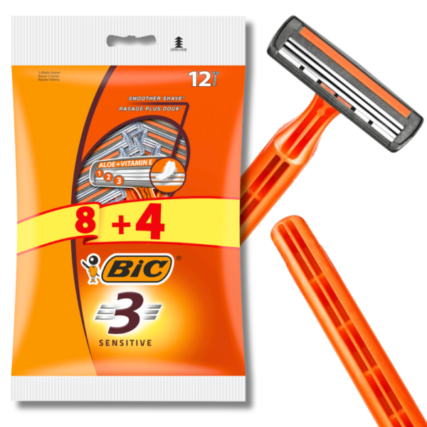 Maszynki jednorazowe BiC 3 Sensitive 12 sztuk