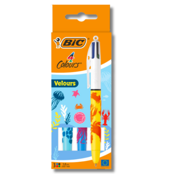 Długopisy wielokolorowe 4w1 BiC 4 Colours Velours 3 sztuki