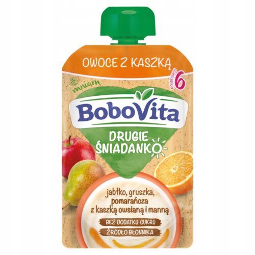 BoboVita Owoce z kaszką jabłko gruszka pomarańcza po 6 miesiącu 100g