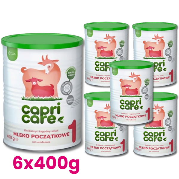 6x CapriCare 1 Mleko Kozie dla niemowląt początkowe 0 - 6 miesięcy 400g
