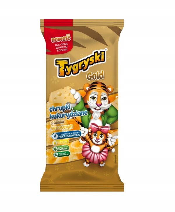 Tygryski Chrupki Gold kukurydziane o smaku serowym 100 g 