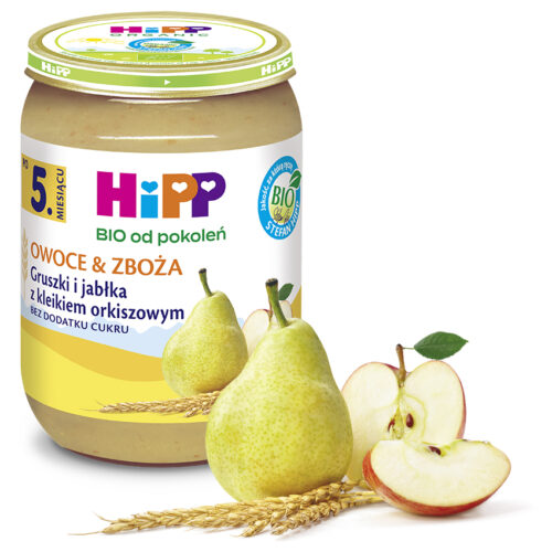 HiPP BIO Owoce & Zboża Gruszki i jabłka z kleikiem orkiszowym po 5. miesiącu 190 g