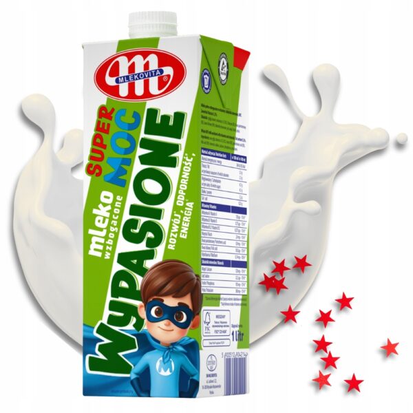 Wypasione Mleko UHT Super Moc 3,5% Mlekovita 1 litr Wzbogacone Witaminami
