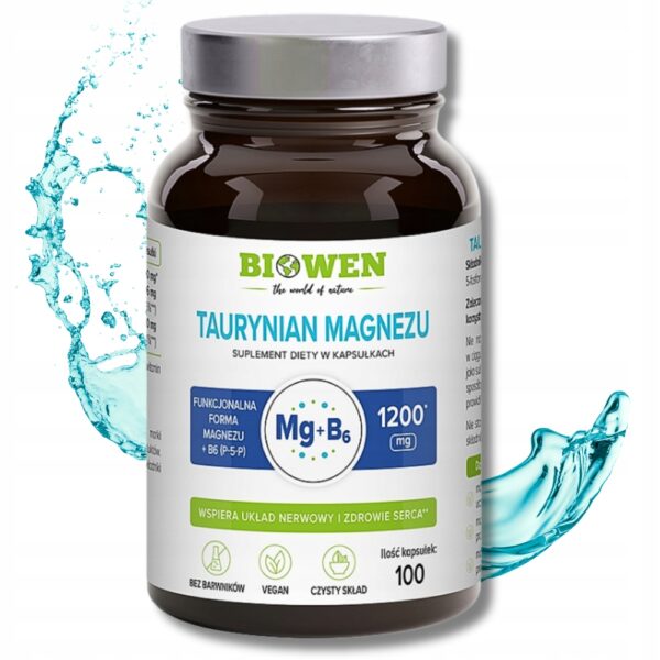 Taurynian Magnezu z B6 Biowen 100 kapsułek