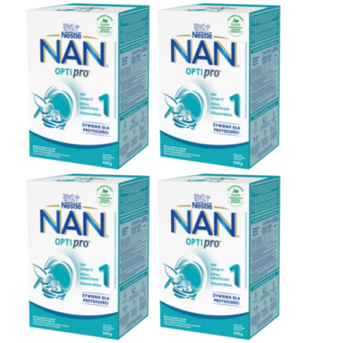 Nestlé NAN OPTIPRO 1 Mleko początkowe dla niemowląt od urodzenia 4x650g