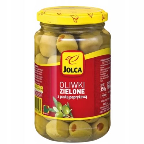 Jolca Hiszpańskie oliwki zielone z papryką, 350g