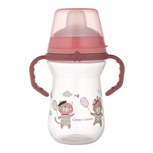 Canpol babies Kubek niekapek z silikonowym ustnikiem Bonjour Paris 250ml Pink