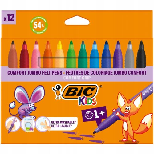 Flamastry BiC Jumbo Comfort Kids 12 kolorów