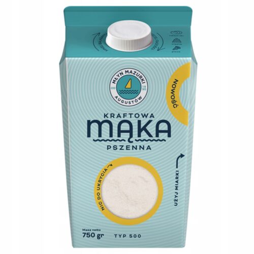 Kraftowa Mąka pszenna uniwersalna typ 500 w kartoniku Młyn Mazurki 750g