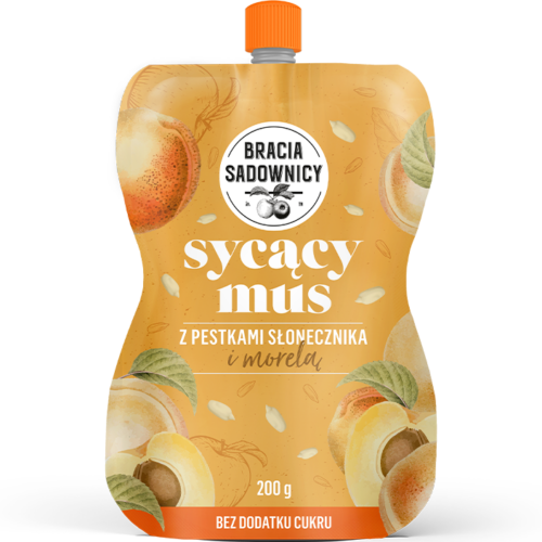 Sycący mus z pestkami słonecznika i morelą 200g Bracia Sadownicy