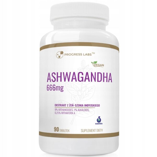 Progress Labs ashwagandha 666 mg tabletki 90 szt. Suplement diety wegański