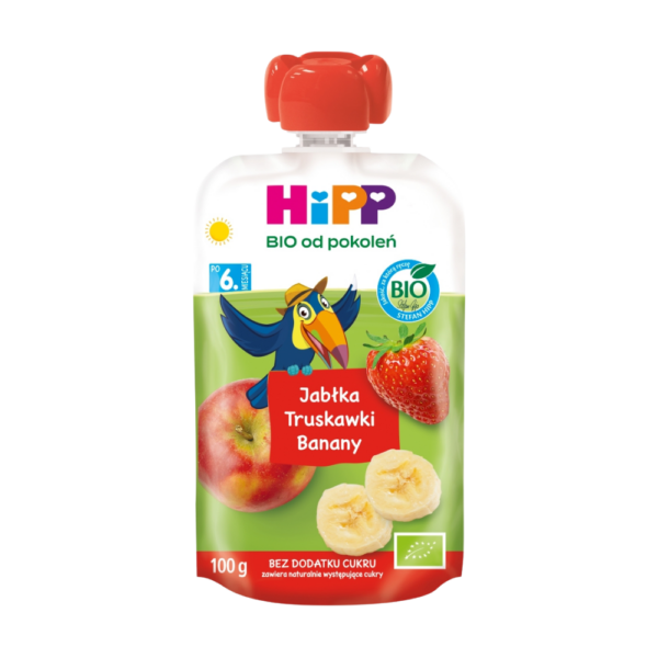 HiPP BIO Mus owocowy po 6. miesiącu jabłka-truskawki-banany 100 g