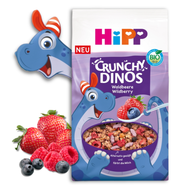 HiPP BIO Musli chrupiące dinozaury owoce leśne po 3.roku, 300g