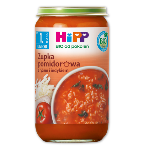 HiPP BIO Junior Zupka pomidorowa z ryżem i indykiem po 1. roku 250 g