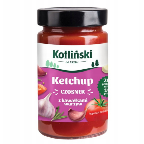 Ketchup Łagodny Czosnek Kotliński 310 g - Z Kawałkami Warzyw