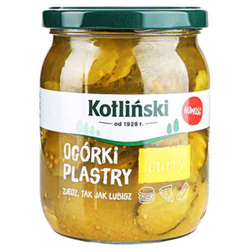 Kotliński Ogórki plastry Curry, 500g