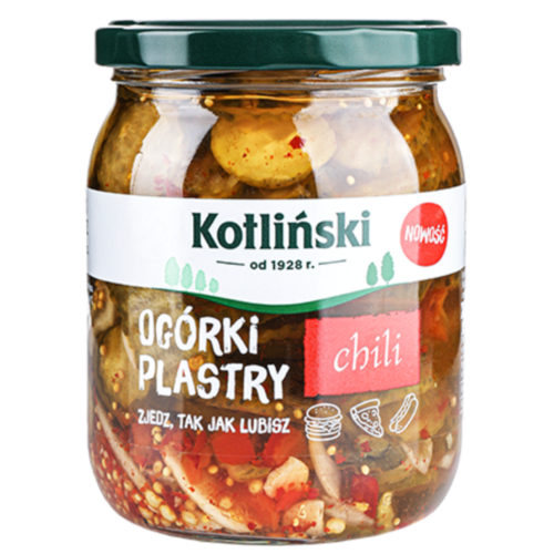 Kotliński Ogórki plastry Chili, 500g