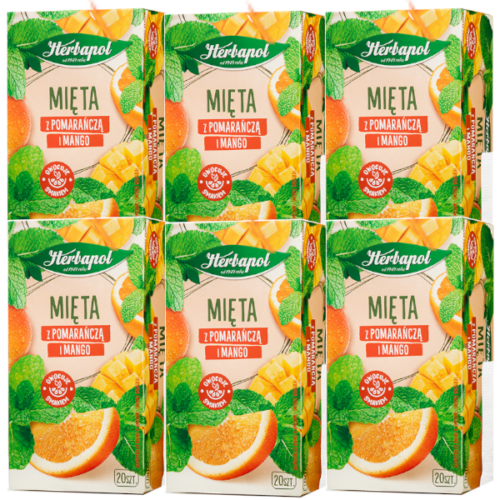 Herbapol – Mięta z pomarańczą i mango 6x30 g (20 x 1,5 g) PAKIET