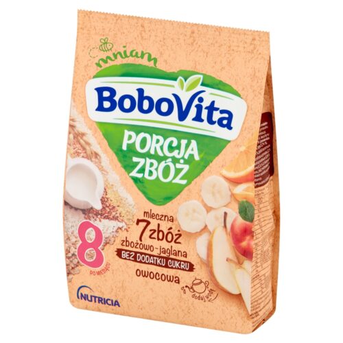 BoboVita Porcja Zbóż Kaszka mleczna 7 zbóż zbożowo-jaglana owocowa po 8 miesiącu 210 g