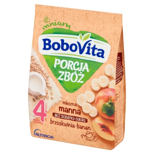 BoboVita Porcja Zbóż Kaszka mleczna manna brzoskwinia-banan po 4 miesiącu 210 g