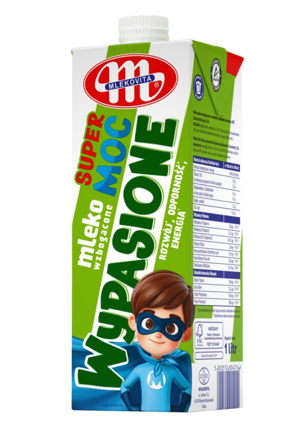 Wypasione Mleko UHT Super Moc 3,5% Mlekovita 1 litr Wzbogacone Witaminami