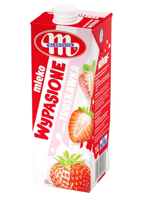 Wypasione Mleko Truskawkowe UHT 1,5% Mlekovita 1 litr