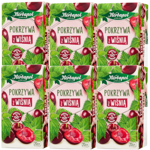 Herbapol – Pokrzywa z wiśnią 6x30 g (20 x 1,5 g) PAKIET