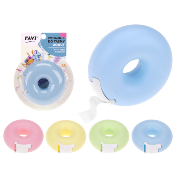 Taśma klejąca w podajniku Donut - różne kolory Ravi